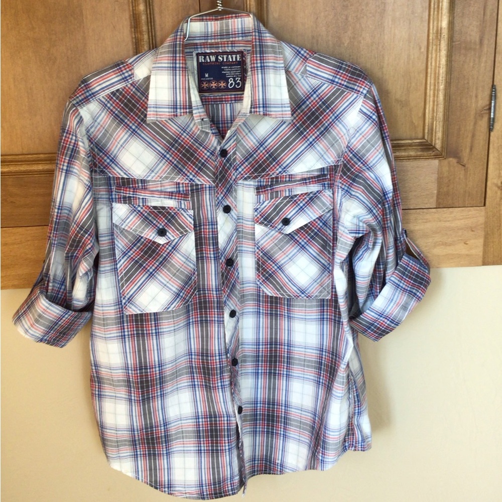 Raw State men’s plaid button down shirt M